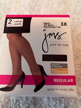 Just My Size Off Black Reinforced Toe Tights - 2 Pair Pack